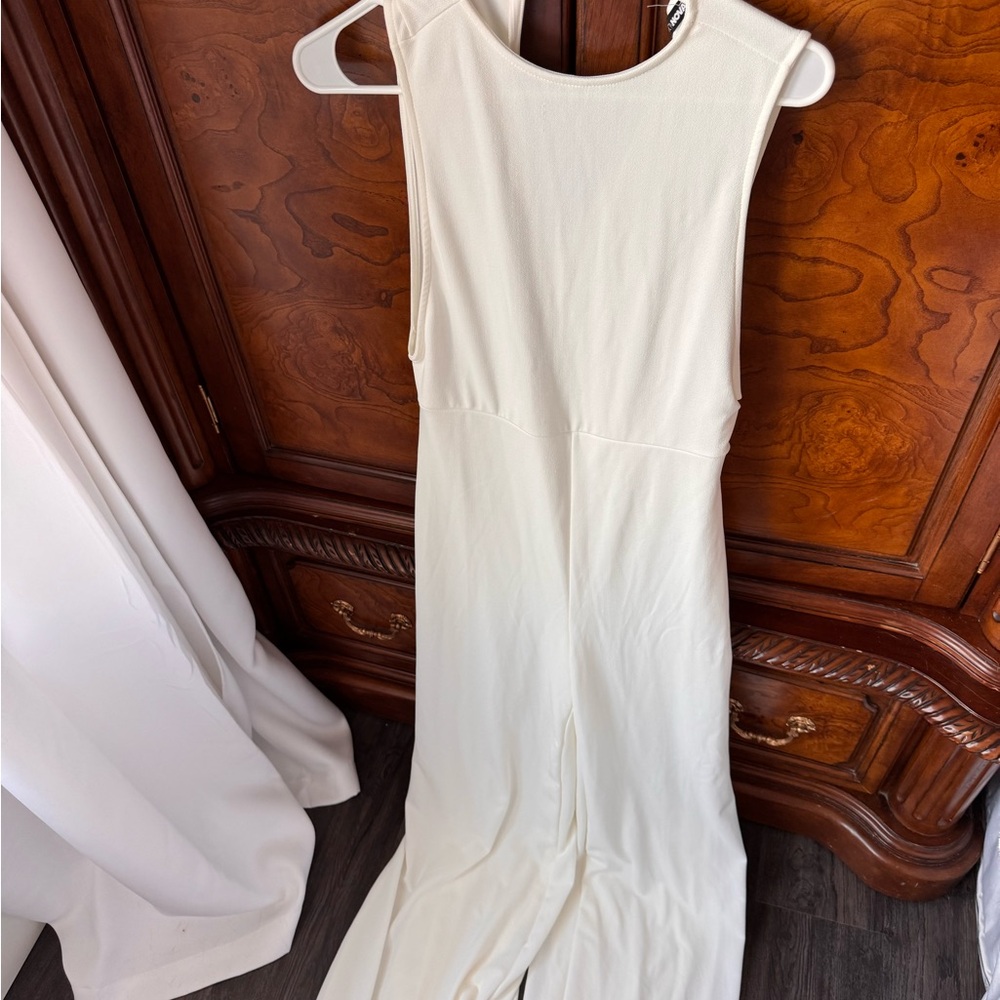 Fashion Nova Cream Sleeveless Jumpsuit